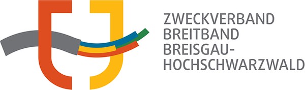 Logo Zweckverband Breitband, graue und bunte Wellenlinien mit Landkreiswappen