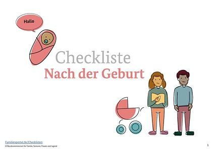 Checkliste nach der Geburt