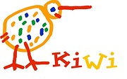 Bunte Kinderzeichnung von einem Kiwi