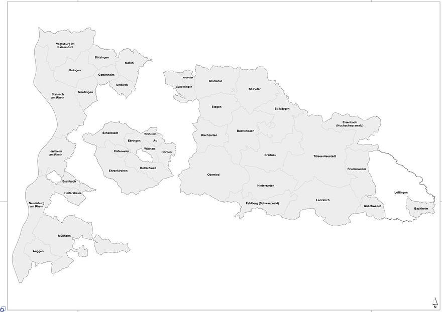 Karte des Ausbaugebiets mit 40 Gemeinden