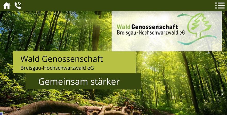 Ausschnitt der Internetseite der Genossenschaft mit Wald im Hintergrund